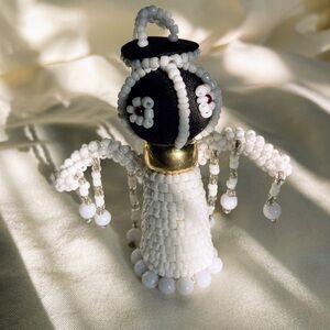 African Hand Beaded Wire Angel Tree Ornament
New with out tag